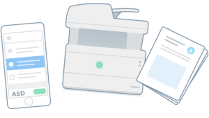 Illustrations of Printer and Printix app